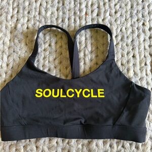 SoulCycle Stadium Women's Black Sports Bra with Yellow Logo